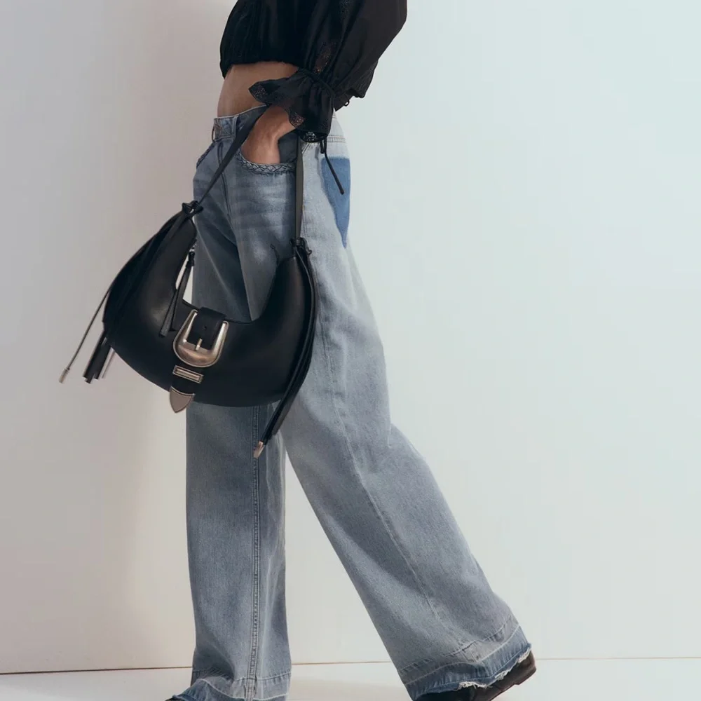 FRINGED SHOULDER‎ BAG Black Leather Women's Bag